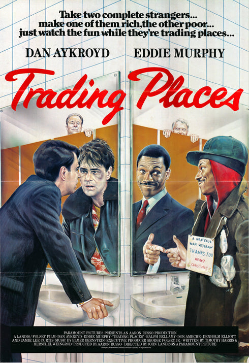 trading places 1983 british one sheet poster folded